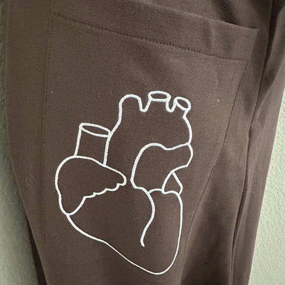 Y2k,90s Brown Jumper Overall Maxi Dress. big embroidered heart, Portugal Made - Picture 7 of 11